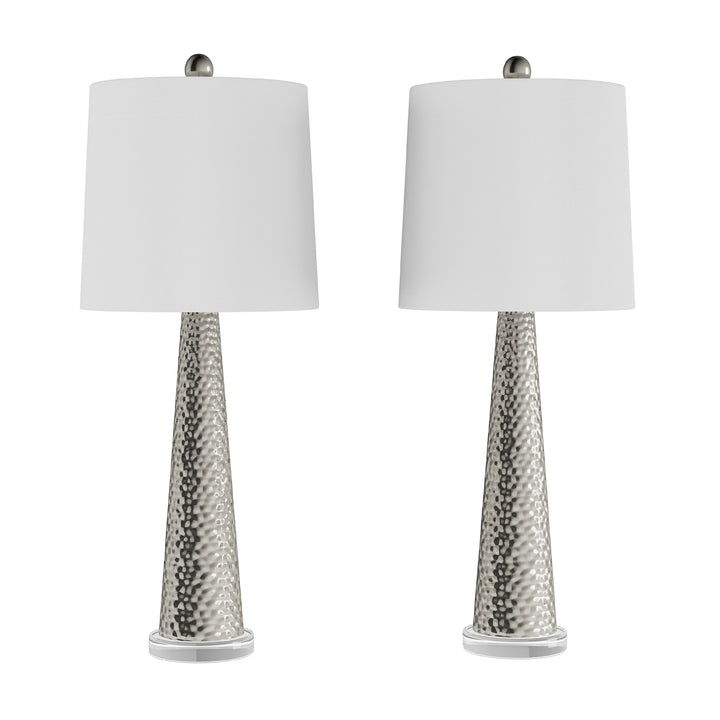Table Lamps  Set of 2 Contemporary Hammered-Look Glass for Bedroom, Living Room, Office with Energy-Efficient LED Bulbs Image 2