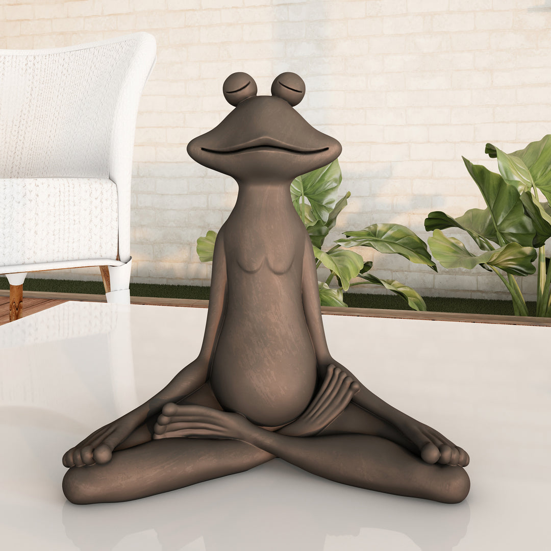 Garden Frog Statue Zen Meditating Sitting Figurine Lawn Ornament 7 In Outdoor Image 1