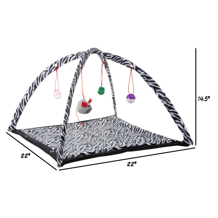 Cat Activity Center- Interactive Play Area Station for Cats, Kittens With Fleece Mat, Hanging Toys, Foldable Design for Image 2