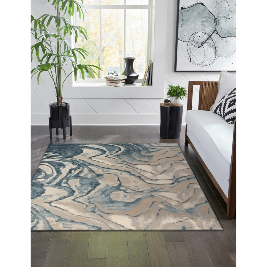 Liora Manne Soho Agate Indoor Area Rug Blue 80% Polypropylene 5x8 Soft Durable Image 1