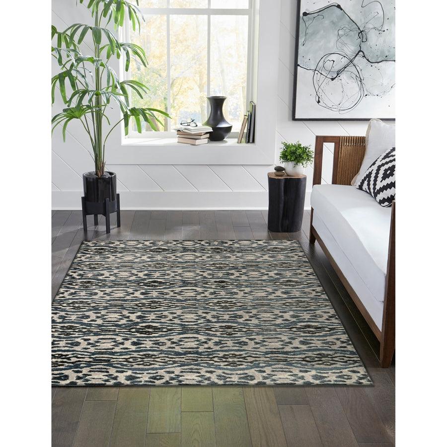 Liora Manne Soho Safari Stripe Indoor Area Rug Black Blue 80% Polypropylene 5x7 Image 1