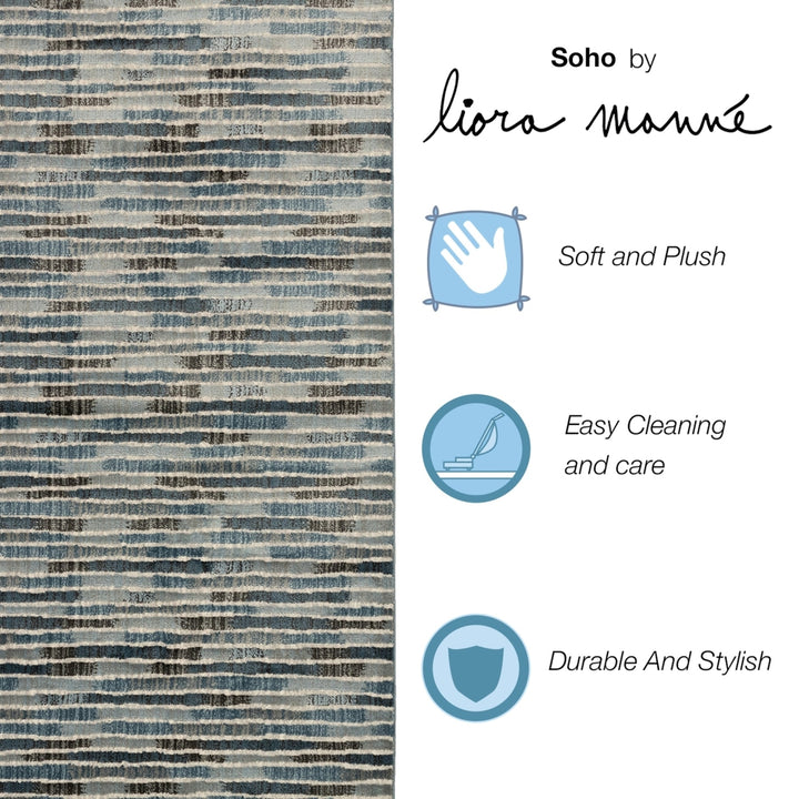 Liora Manne Soho Stripe Indoor Area Rug Blue 80% Polypropylene 5x8 Modern Design Image 5