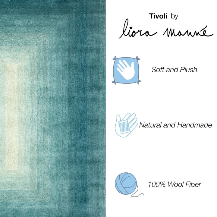 Liora Manne Indoor Area Rug Tivoli Dream Border Aqua 100% Wool Hand Tufted 5x8 Image 6