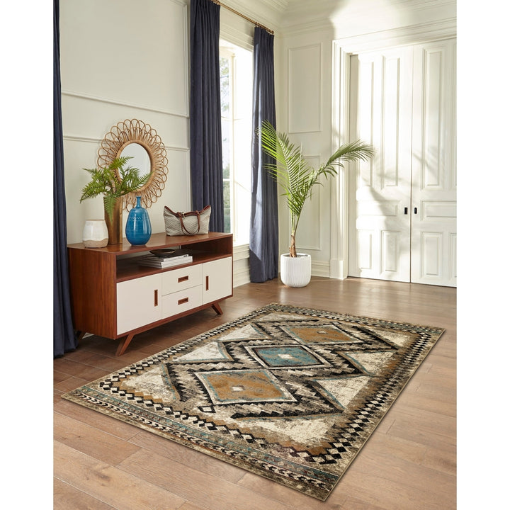 Liora Manne Ashford Diamond Trio Indoor Area Rug Ivory Blue Image 1