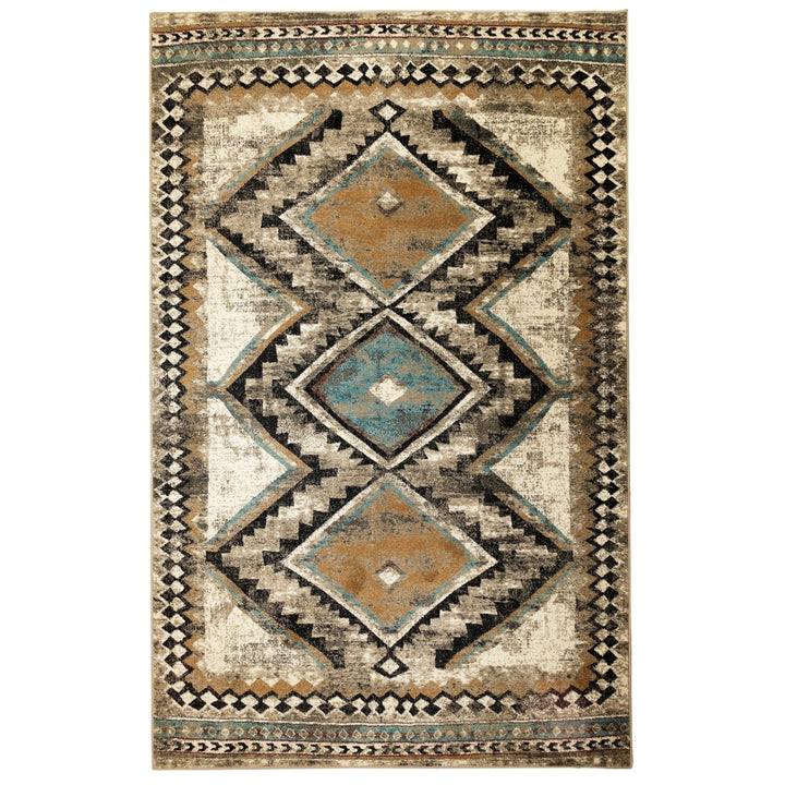 Liora Manne Ashford Diamond Trio Indoor Area Rug Ivory Blue Image 2