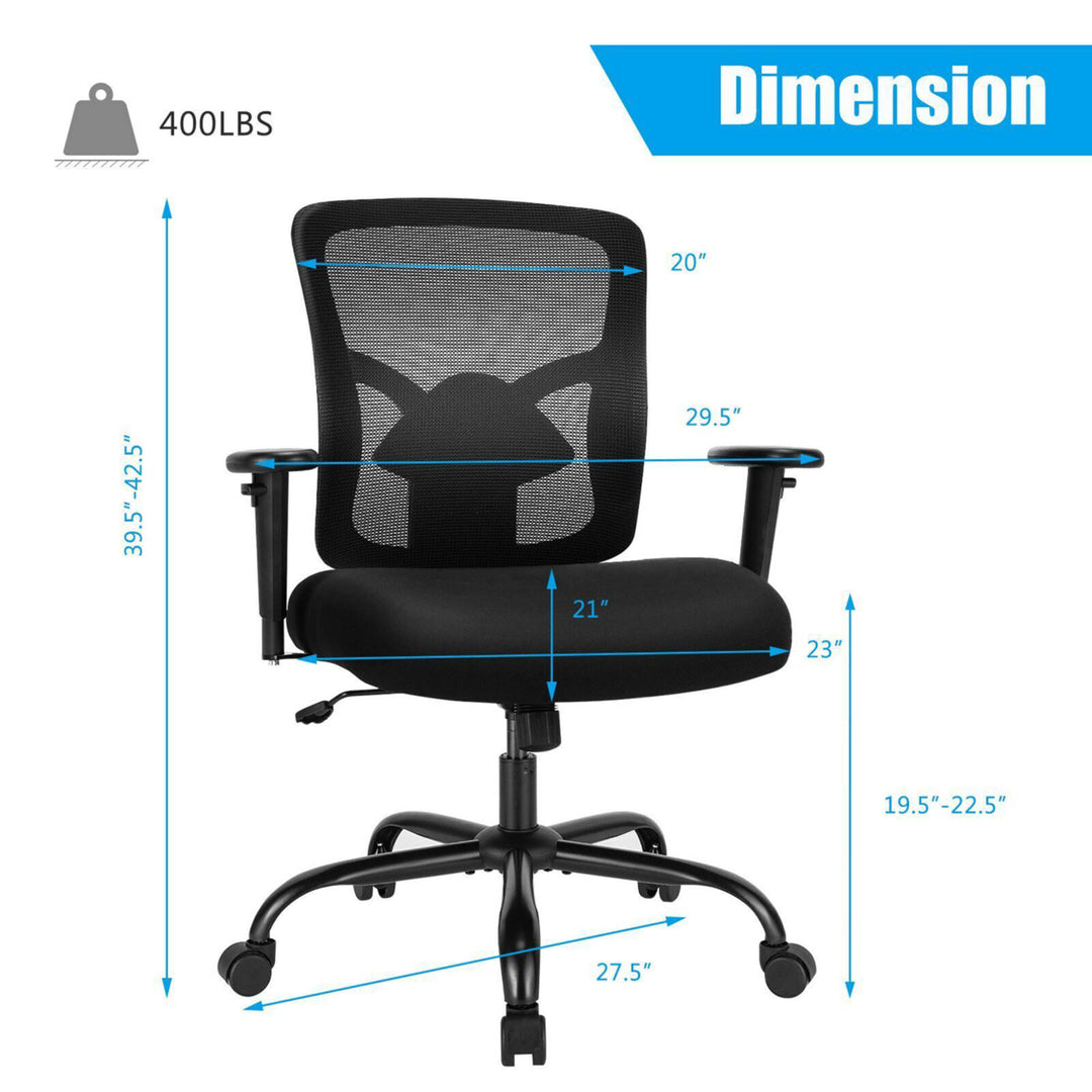 400LBS Mesh Big and Tall Office Chair Swivel Task Chair w/ Lumbar Support Image 2