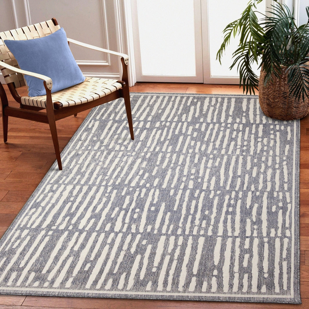 Liora Manne Cove Bamboo Indoor Outdoor Area Rug Blue Image 1
