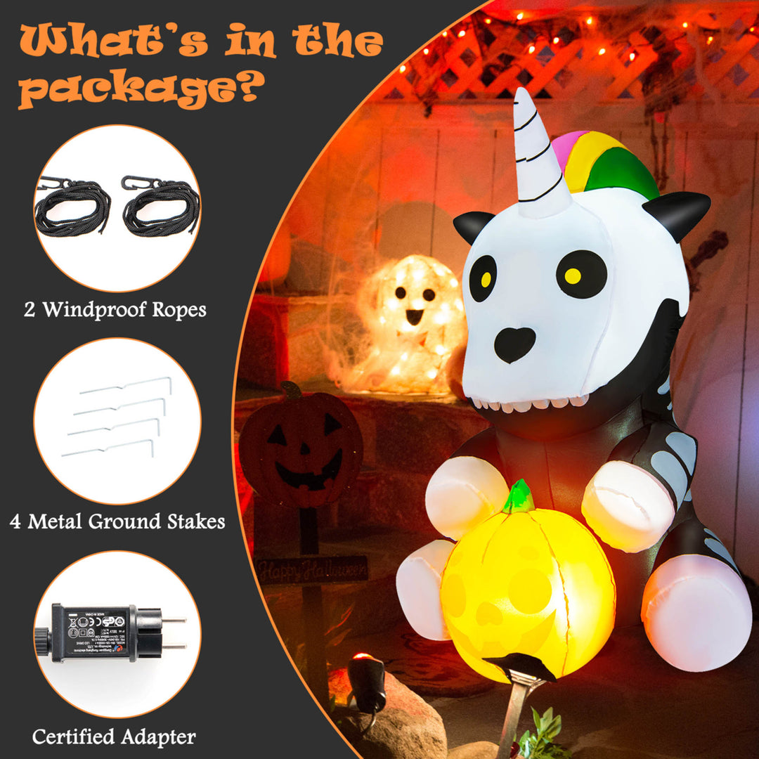 5 FT Halloween Inflatable Skeleton Unicorn Party Decor w/ LED and Waterproof Air Blower Image 9