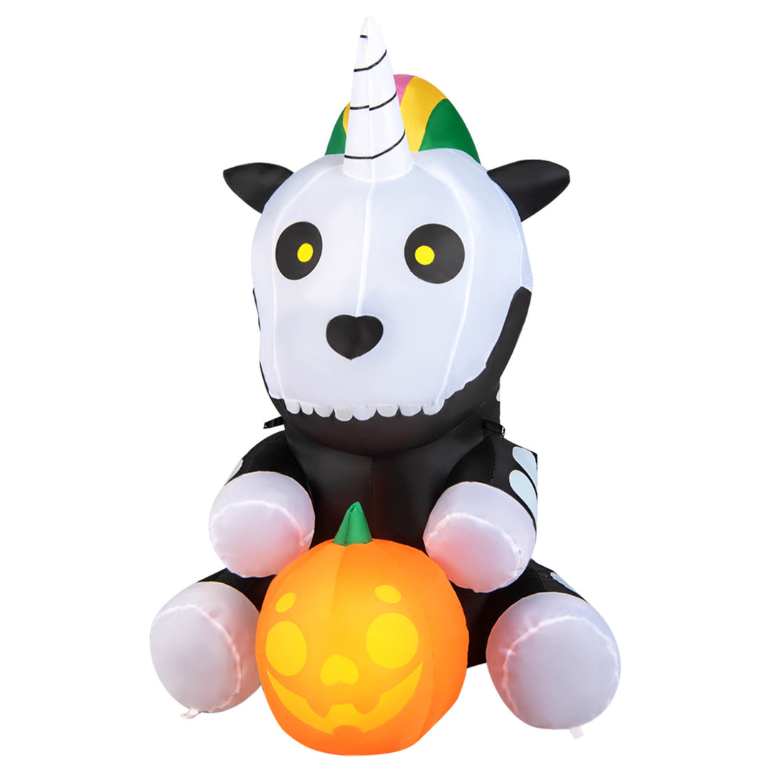 5 FT Halloween Inflatable Skeleton Unicorn Party Decor w/ LED and Waterproof Air Blower Image 10