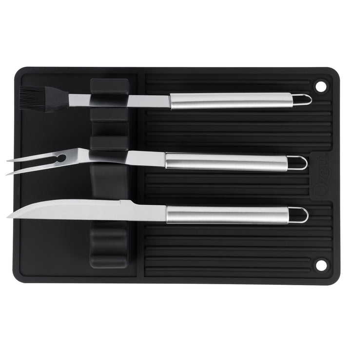 Ozeri BBQ Grill Mat Set Silicone Utensil Holder Heat Resistant Non-Slip 18.1"x12.1" Image 5