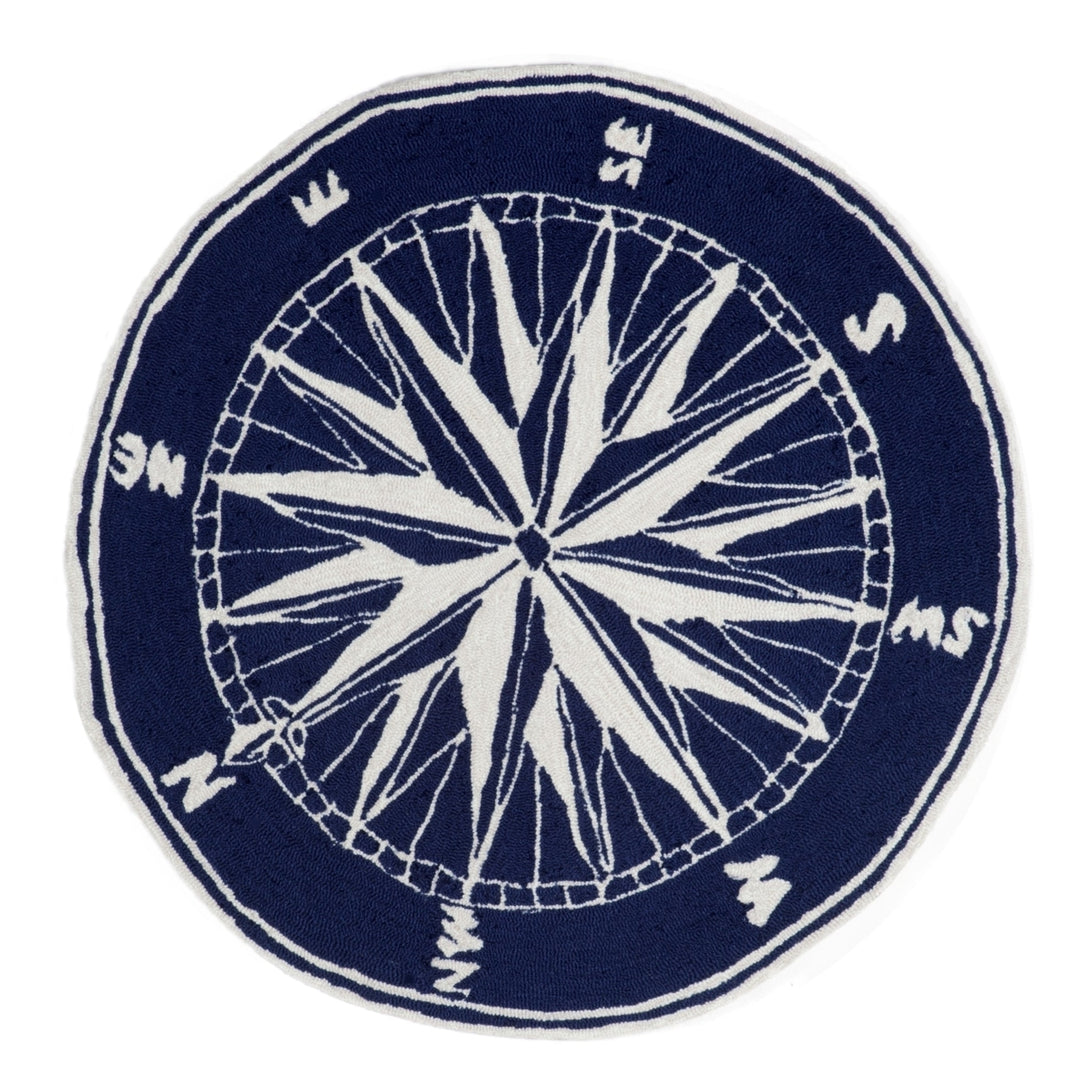 Liora Manne Frontporch Compass Indoor Outdoor Area Rug Navy Image 8