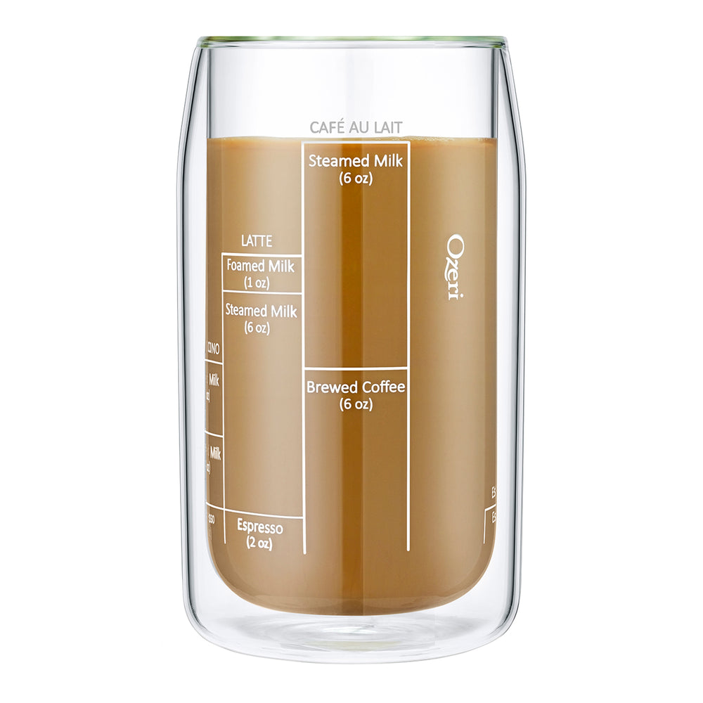 Ozeri Moderna Artisan 15 oz Double Wall Barista Coffee Glass with EZ Measure Lines Image 2