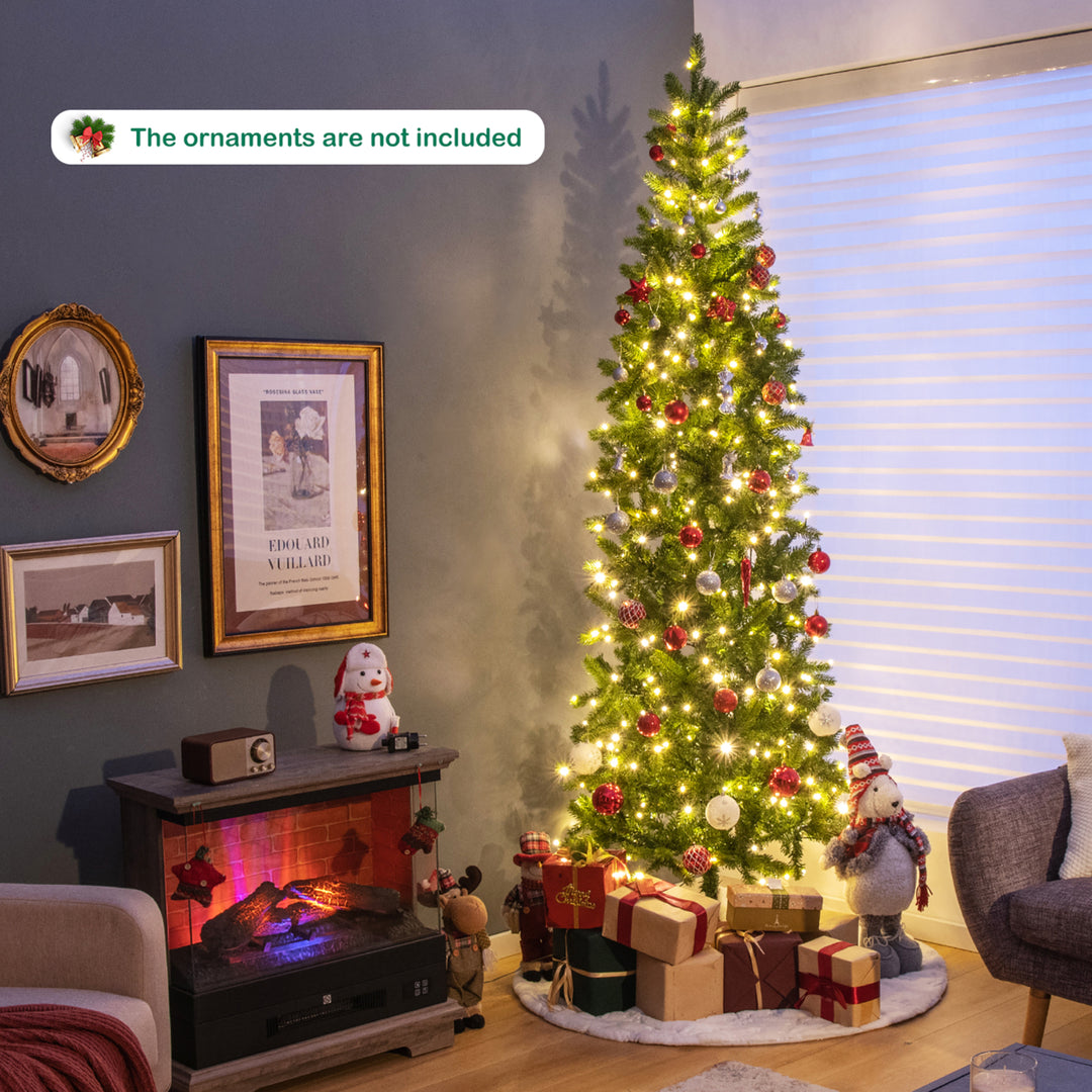 7.5FT Hinged Pre-lit Christmas Slim Pencil Tree w/ 10 Lighting Modes and 796 Tips Image 4