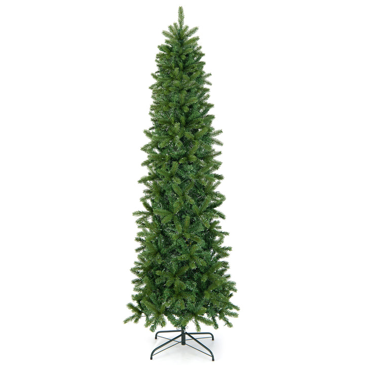 7.5FT Hinged Pre-lit Christmas Slim Pencil Tree w/ 10 Lighting Modes and 796 Tips Image 9