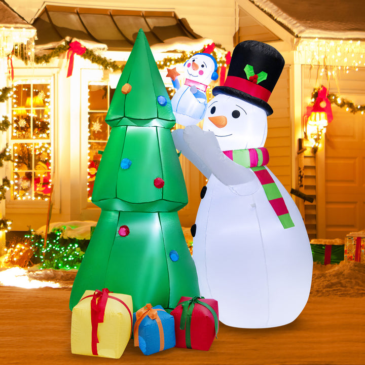 6FT Inflatable Christmas Tree with Snowmen and Gift Boxes Decoration w/ Bright LED Lights Image 1