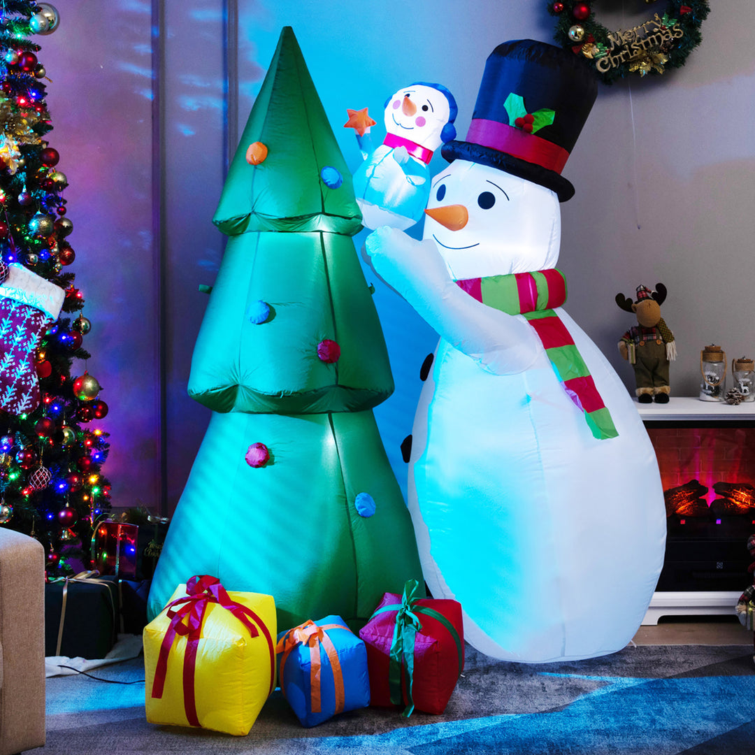 6FT Inflatable Christmas Tree with Snowmen and Gift Boxes Decoration w/ Bright LED Lights Image 3