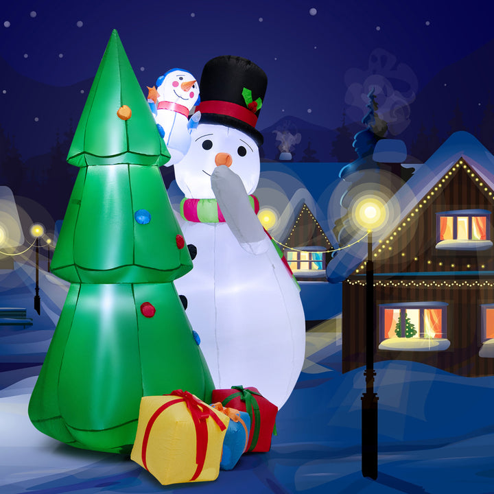 6FT Inflatable Christmas Tree with Snowmen and Gift Boxes Decoration w/ Bright LED Lights Image 4