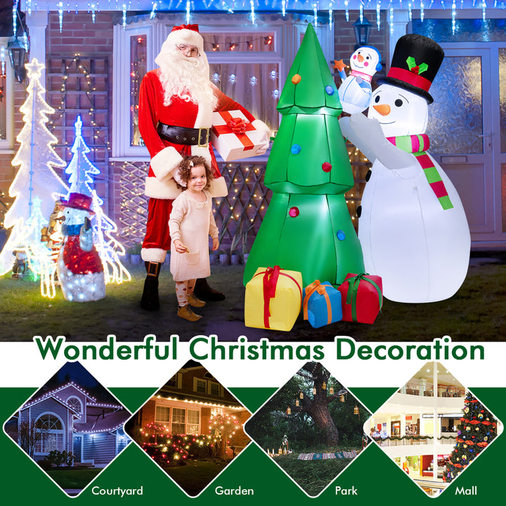 6FT Inflatable Christmas Tree with Snowmen and Gift Boxes Decoration w/ Bright LED Lights Image 8