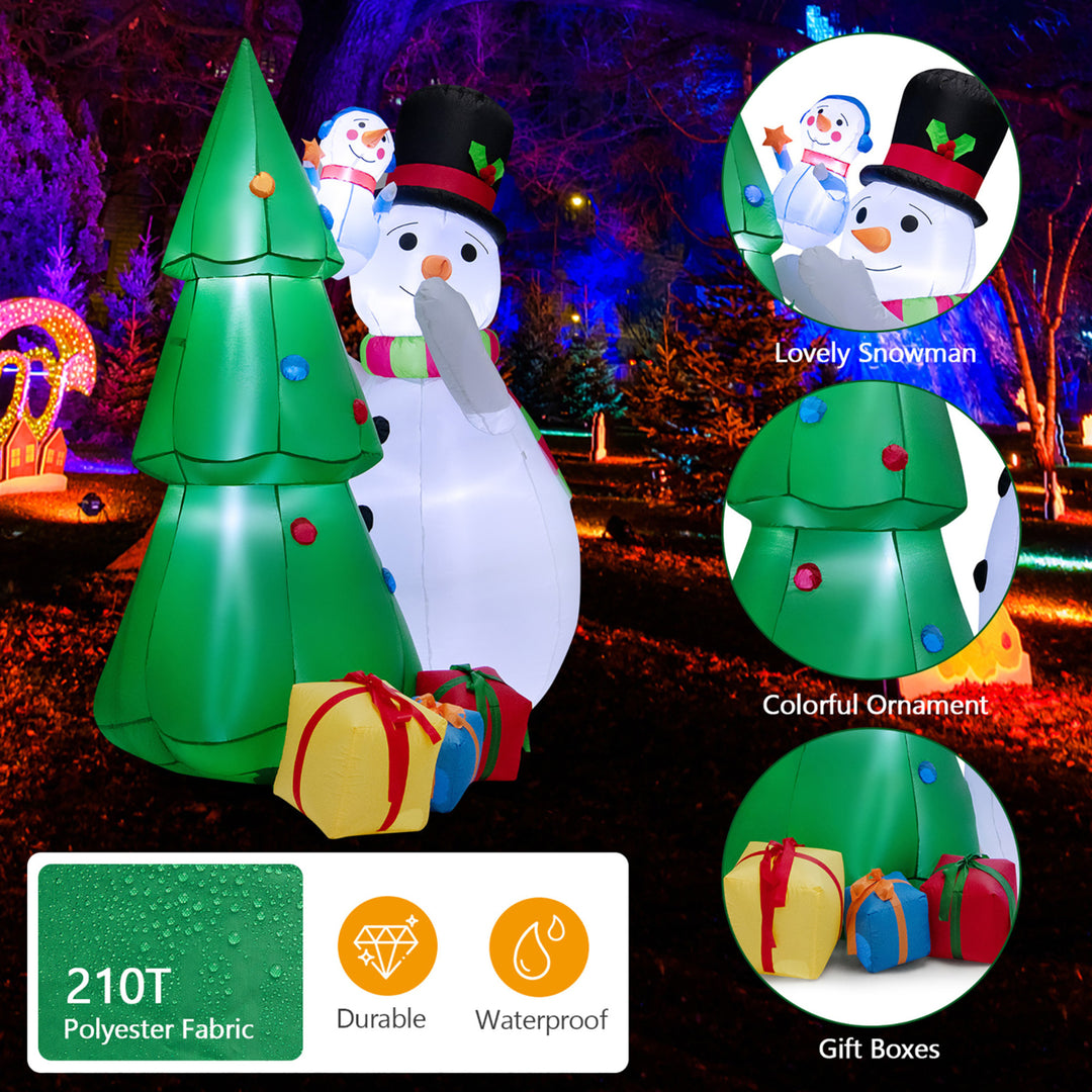 6FT Inflatable Christmas Tree with Snowmen and Gift Boxes Decoration w/ Bright LED Lights Image 10