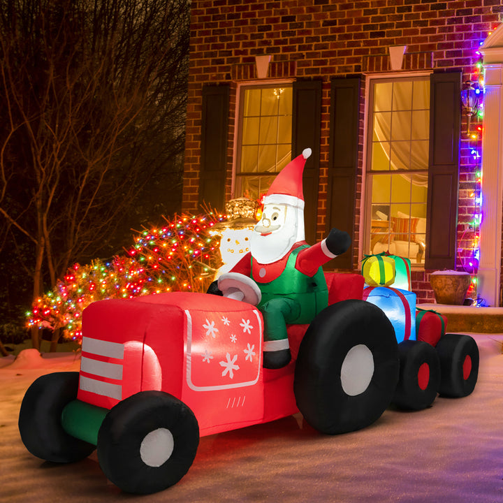 9FT Long Inflatable Santa Claus Driving Truck w/ LED Lights Image 1