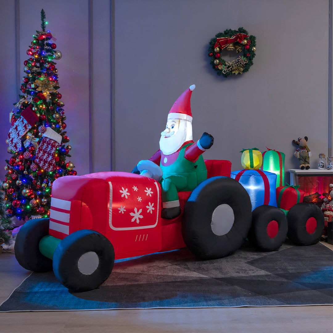 9FT Long Inflatable Santa Claus Driving Truck w/ LED Lights Image 4