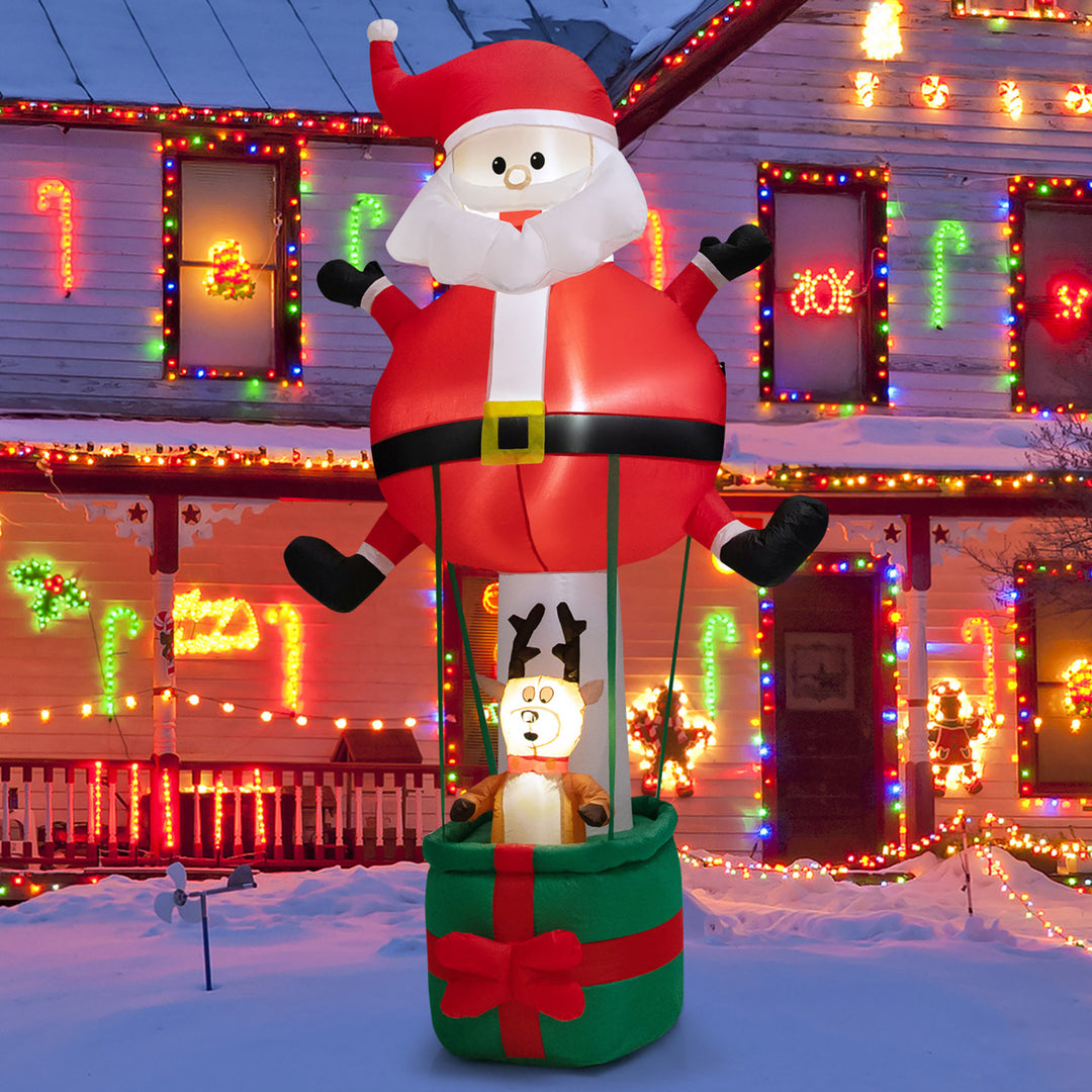 8FT Inflatable Santa Claus and Reindeer Christmas Decoration w/ LED Lights Image 1