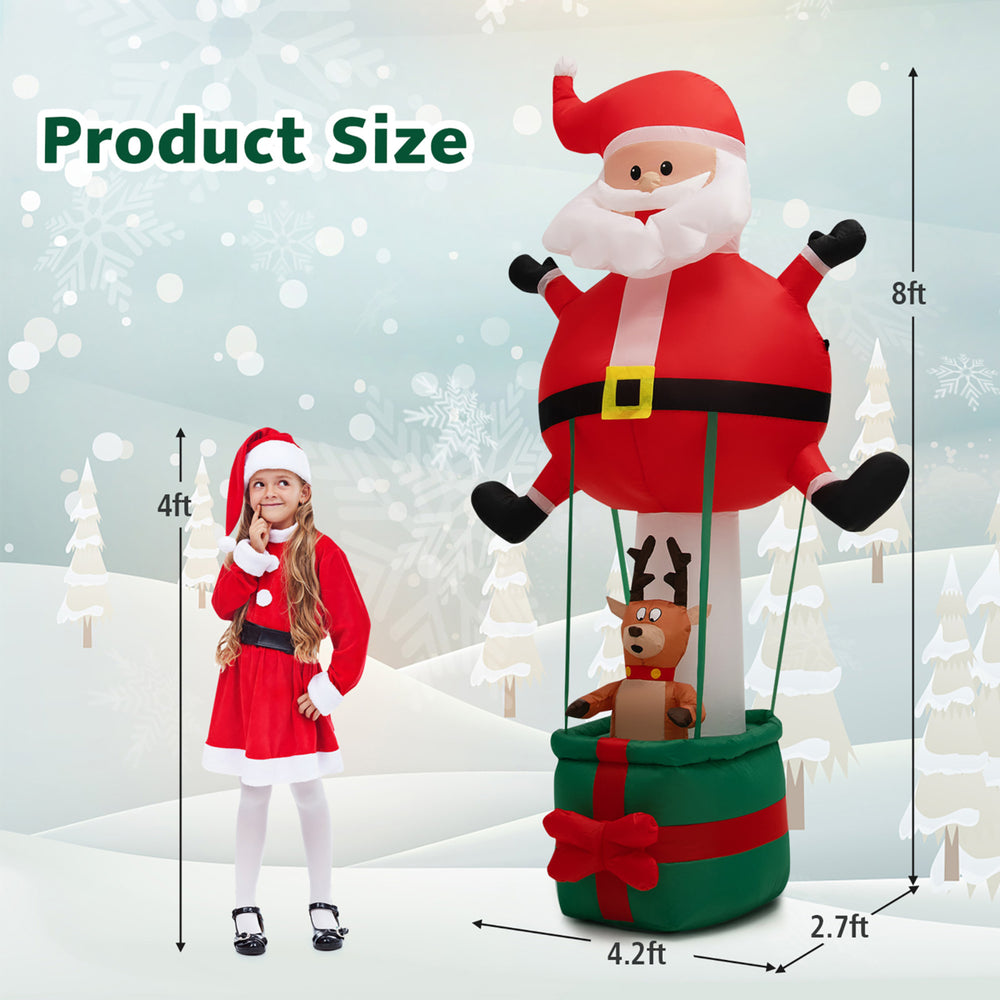 8FT Inflatable Santa Claus and Reindeer Christmas Decoration w/ LED Lights Image 2