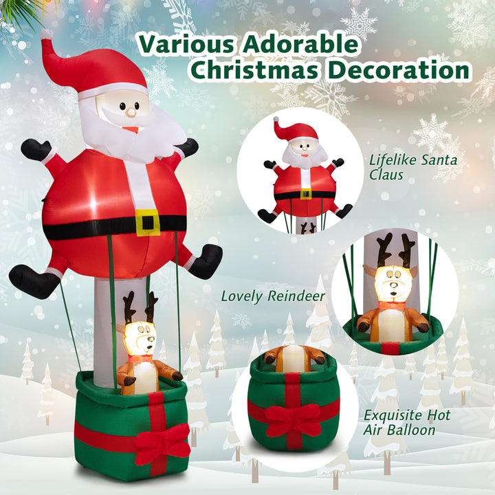 8FT Inflatable Santa Claus and Reindeer Christmas Decoration w/ LED Lights Image 5