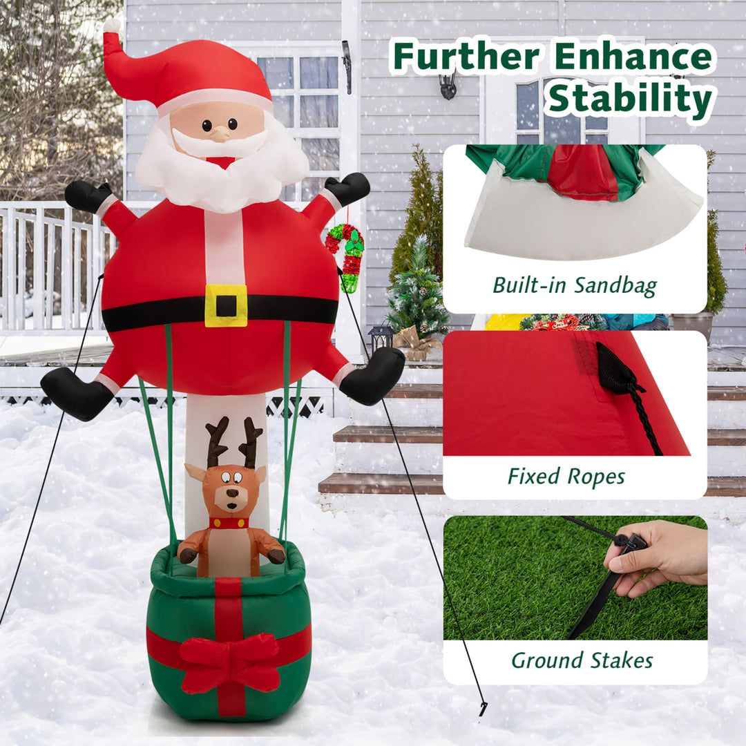 8FT Inflatable Santa Claus and Reindeer Christmas Decoration w/ LED Lights Image 7