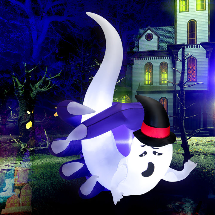 6 FT Inflatable Horror White Ghost w/ Built-in Blower and LED Lights Image 4