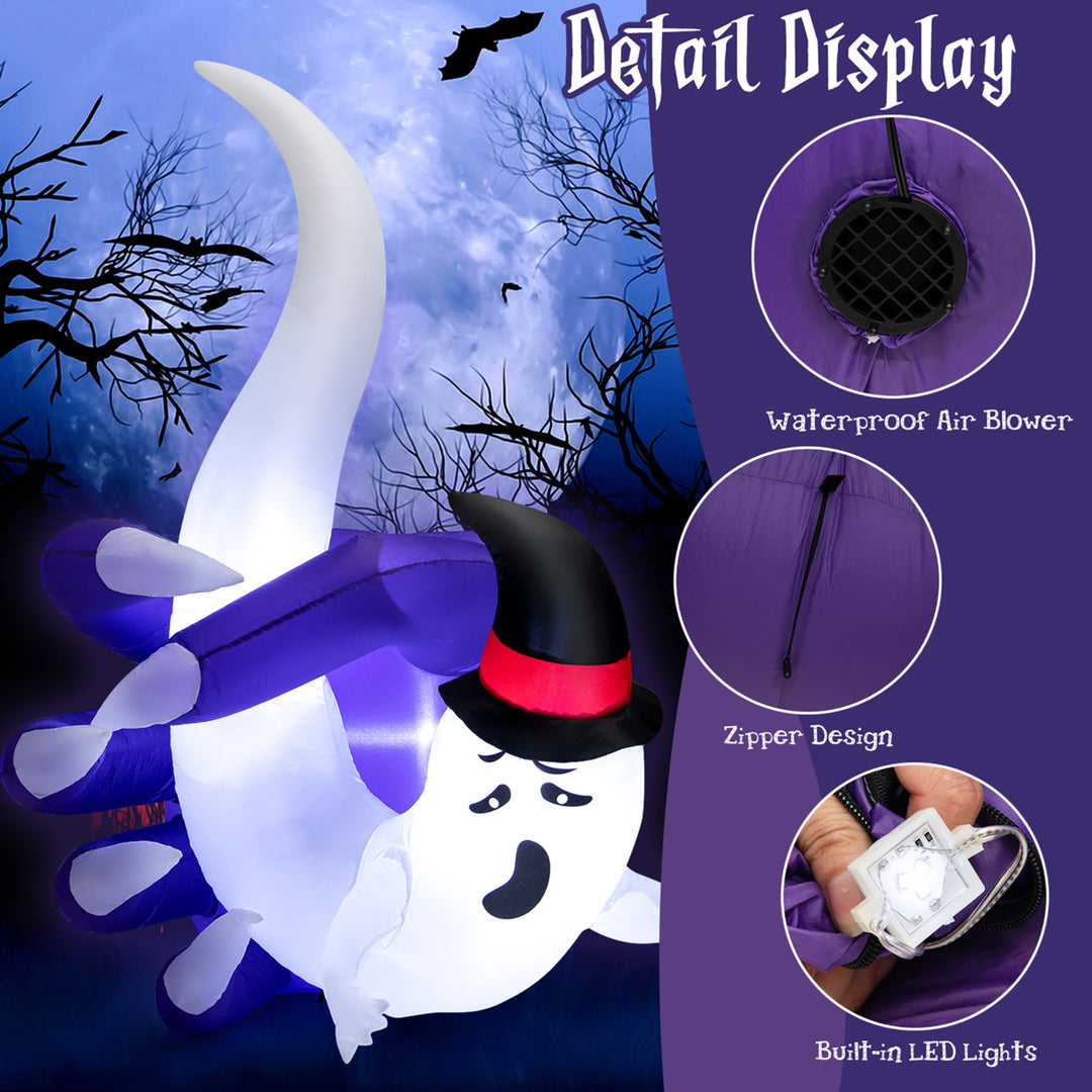 6 FT Inflatable Horror White Ghost w/ Built-in Blower and LED Lights Image 7