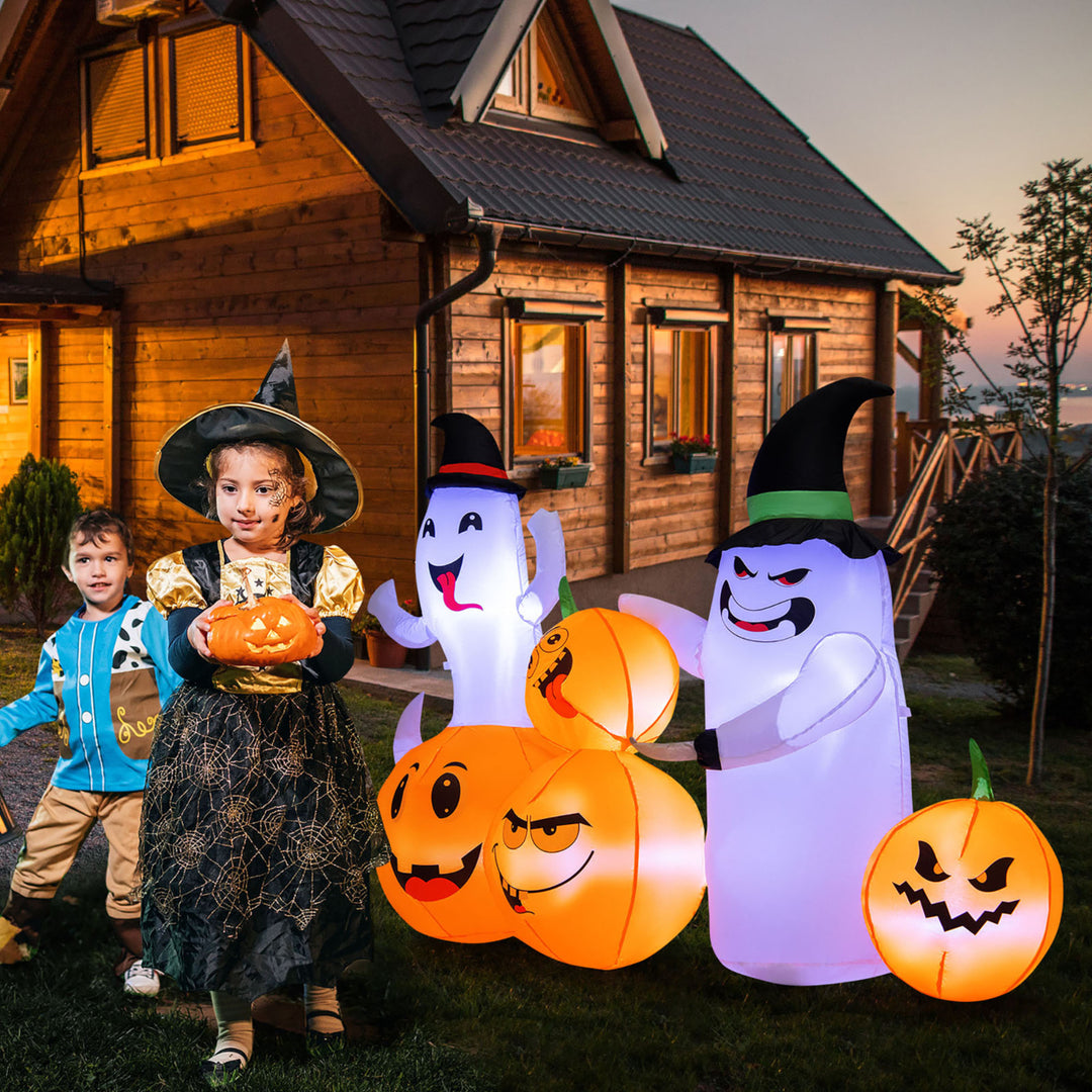 6FT Halloween Inflatable Pumpkin and Ghost Combo Decor w/ LED and Air Blower Image 4