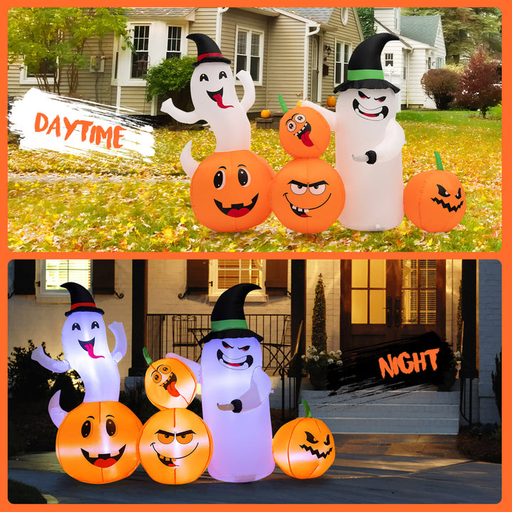 6FT Halloween Inflatable Pumpkin and Ghost Combo Decor w/ LED and Air Blower Image 5