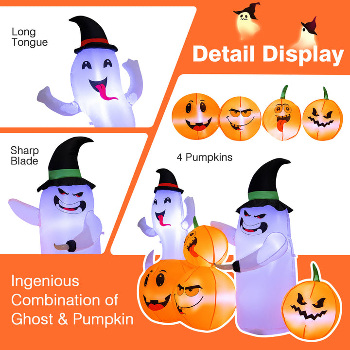 6FT Halloween Inflatable Pumpkin and Ghost Combo Decor w/ LED and Air Blower Image 6