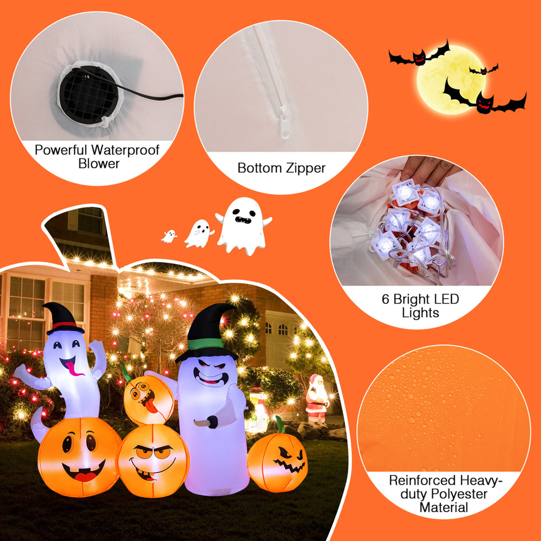 6FT Halloween Inflatable Pumpkin and Ghost Combo Decor w/ LED and Air Blower Image 7