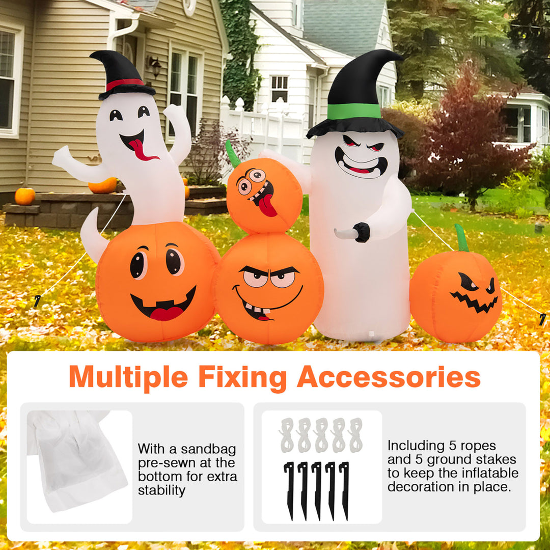 6FT Halloween Inflatable Pumpkin and Ghost Combo Decor w/ LED and Air Blower Image 8