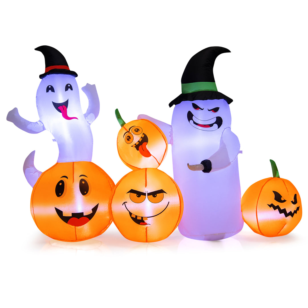 6FT Halloween Inflatable Pumpkin and Ghost Combo Decor w/ LED and Air Blower Image 10