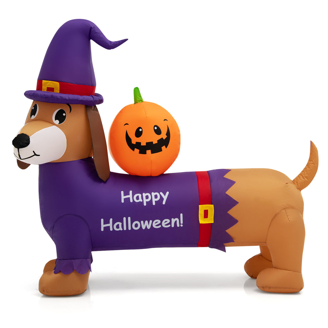 5FT Inflatable Halloween Dachshund Dog and Ghost Pumpkin Holiday Decor w/ LED Lights Image 10