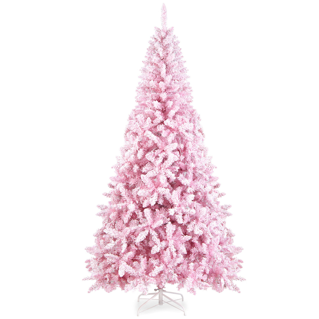 7.5FT Pre-Lit Hinged Artificial Snow Christmas Tree Decor Tree w/ 450 LED Lights Image 9