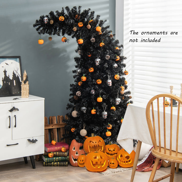 7.5FT Pre-Lit Hinged Artificial Halloween Tree Holiday Decor Tree w/ Lights Image 3