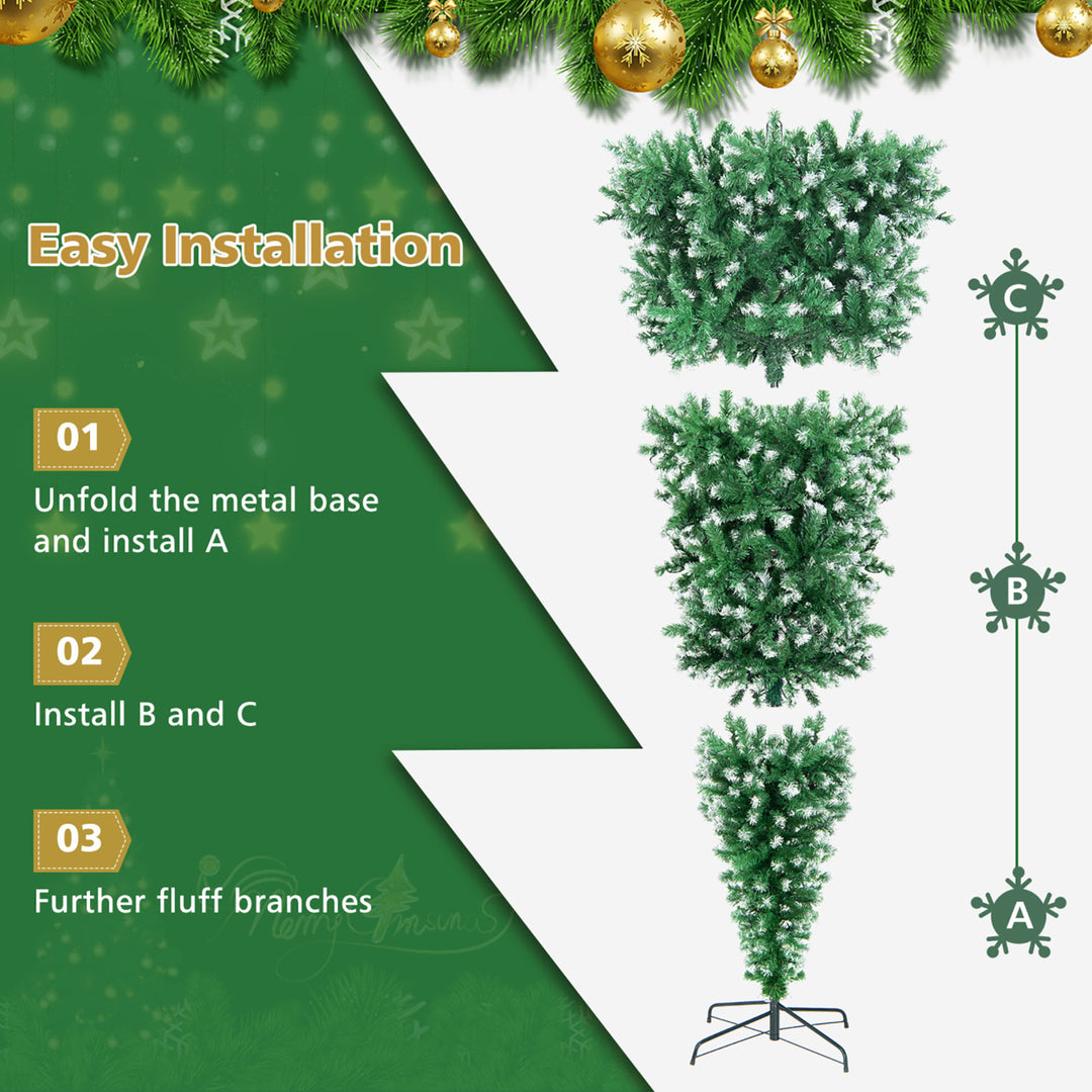 7.5FT Pre-Lit Snowy Inverted Christmas Tree Artificial Tree w/ 400 LED Lights Image 5