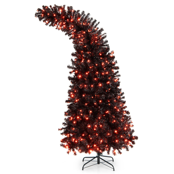 7.5FT Pre-Lit Hinged Artificial Halloween Tree Holiday Decor Tree w/ Lights Image 9