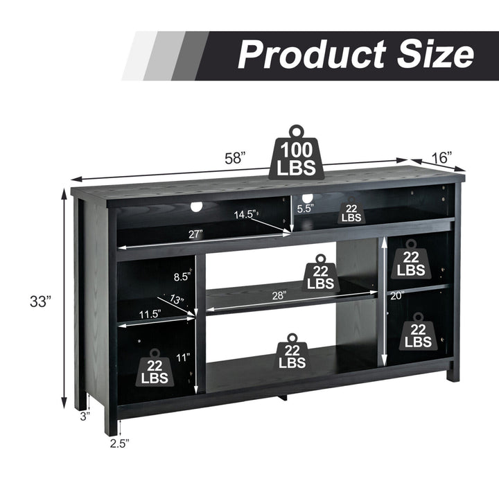 58 TV Stand Entertainment Console Center w/ Adjustable Open Shelves up to 65 Image 3