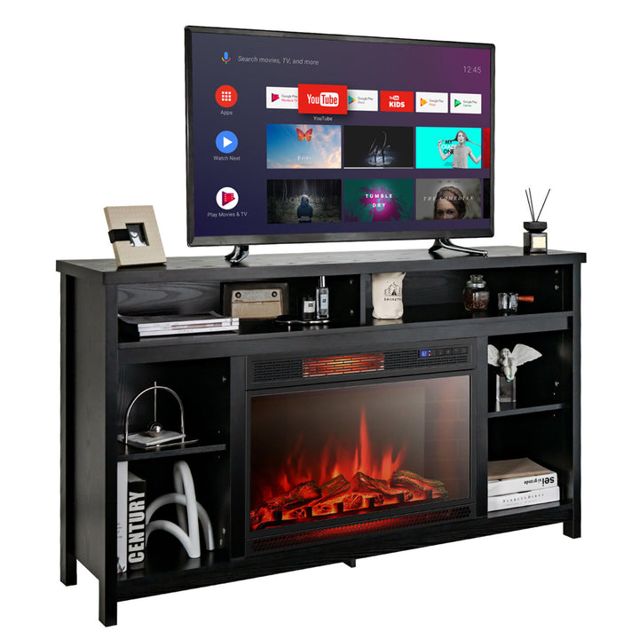 58 Fireplace TV Stand Entertainment Console w/ Spacious Tabletop and Shelves Image 1