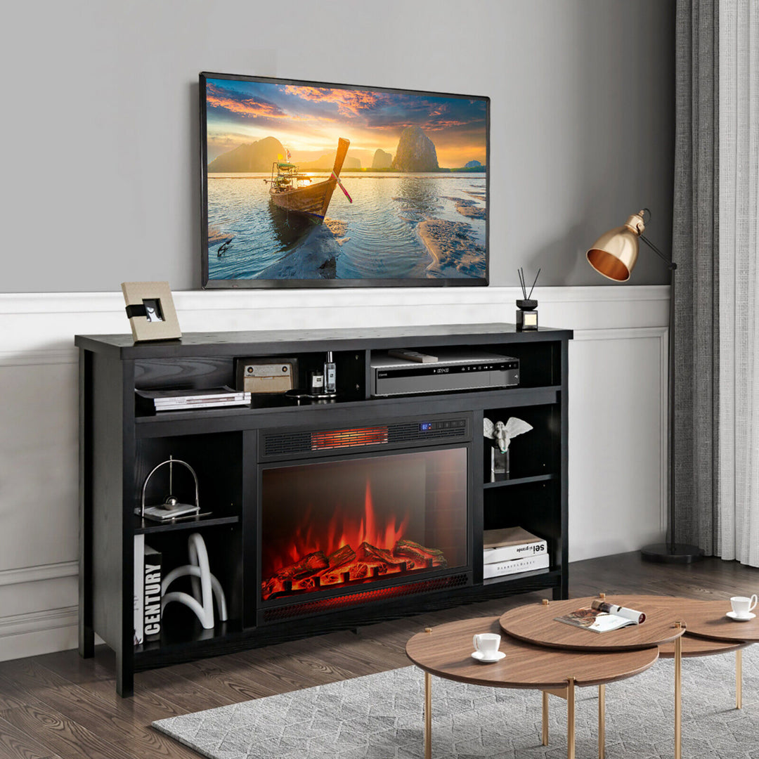 58 Fireplace TV Stand Entertainment Console w/ Spacious Tabletop and Shelves Image 3