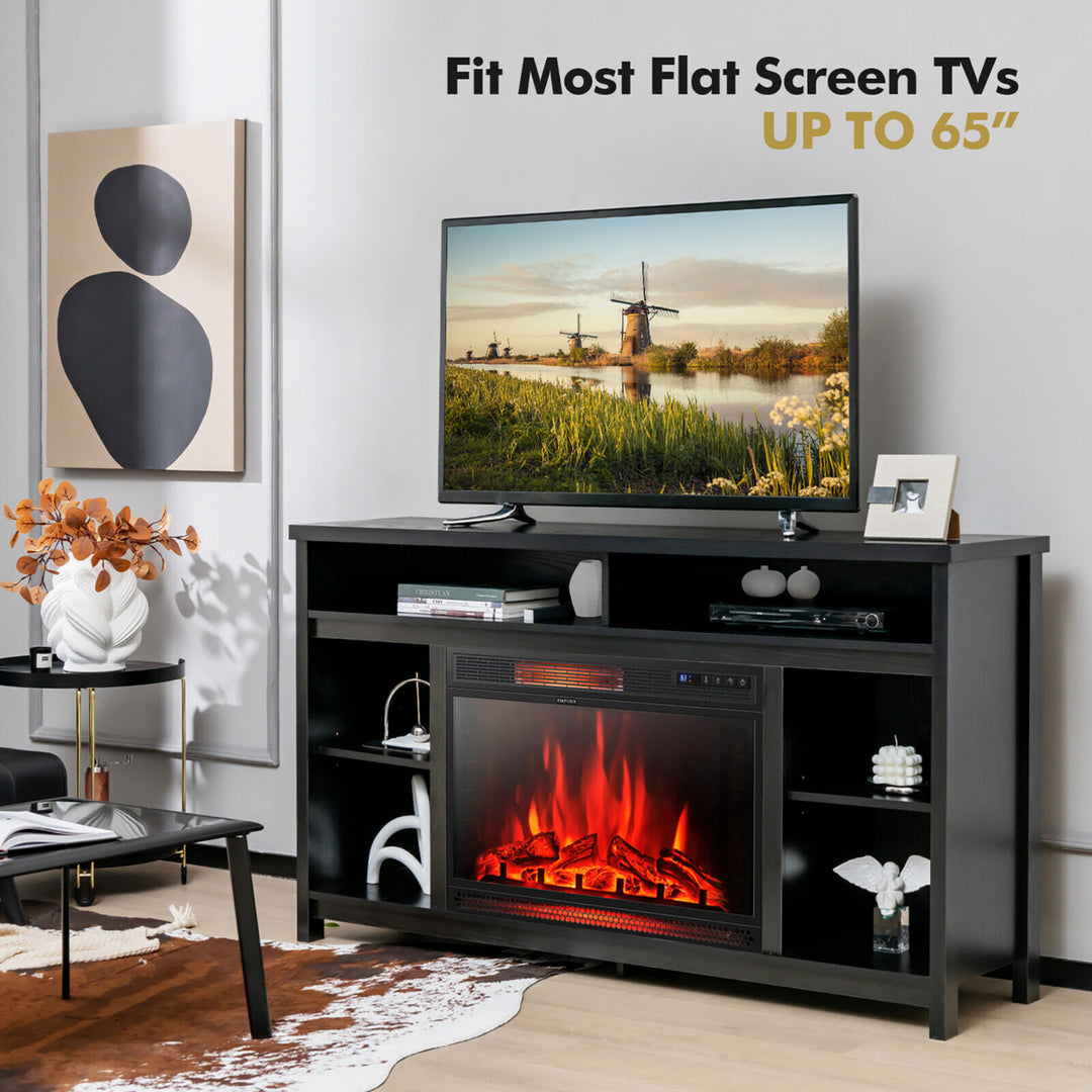 58 Fireplace TV Stand Entertainment Console w/ Spacious Tabletop and Shelves Image 5