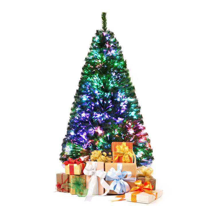 5/6/7 FT Pre-lit Artificial Christmas Tree Fiber Optic Xmas Tree Holiday Decor Image 4