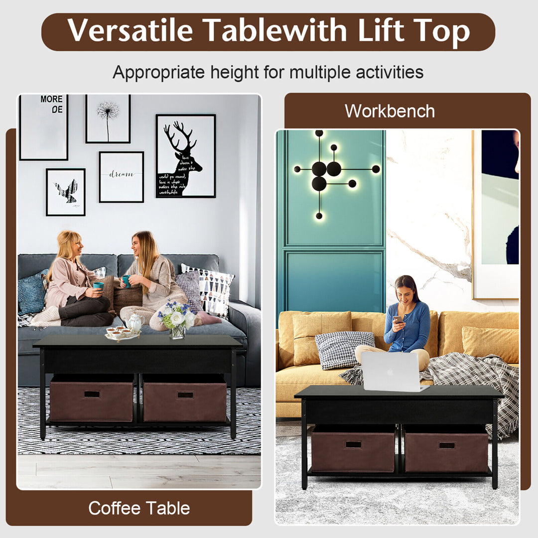 Lift Top Coffee Table Multifunctional Pop-up Central Table with Lifting Tabletop Image 2