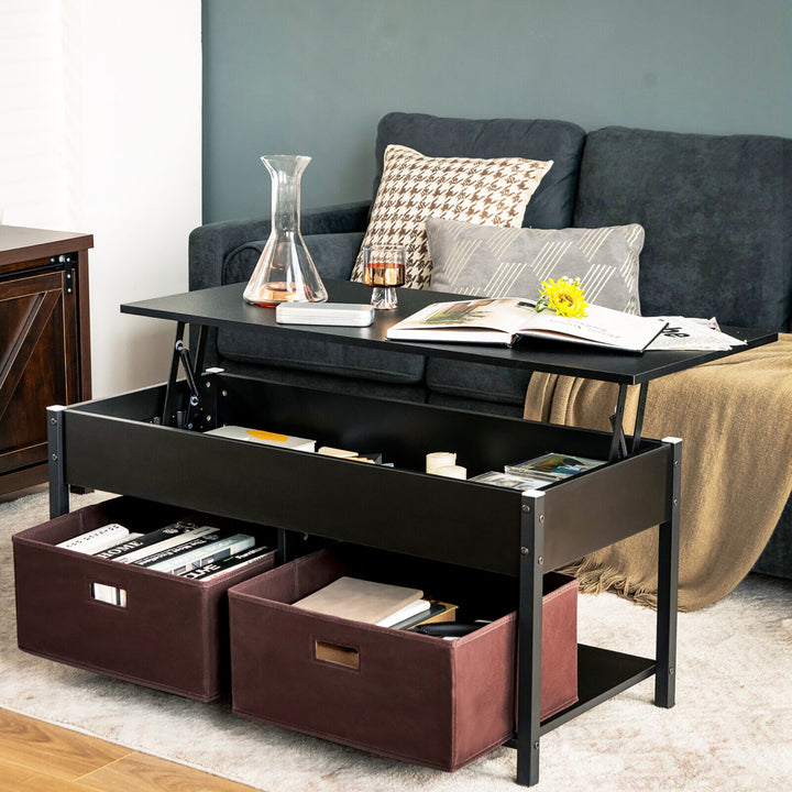 Lift Top Coffee Table Multifunctional Pop-up Central Table with Lifting Tabletop Image 5