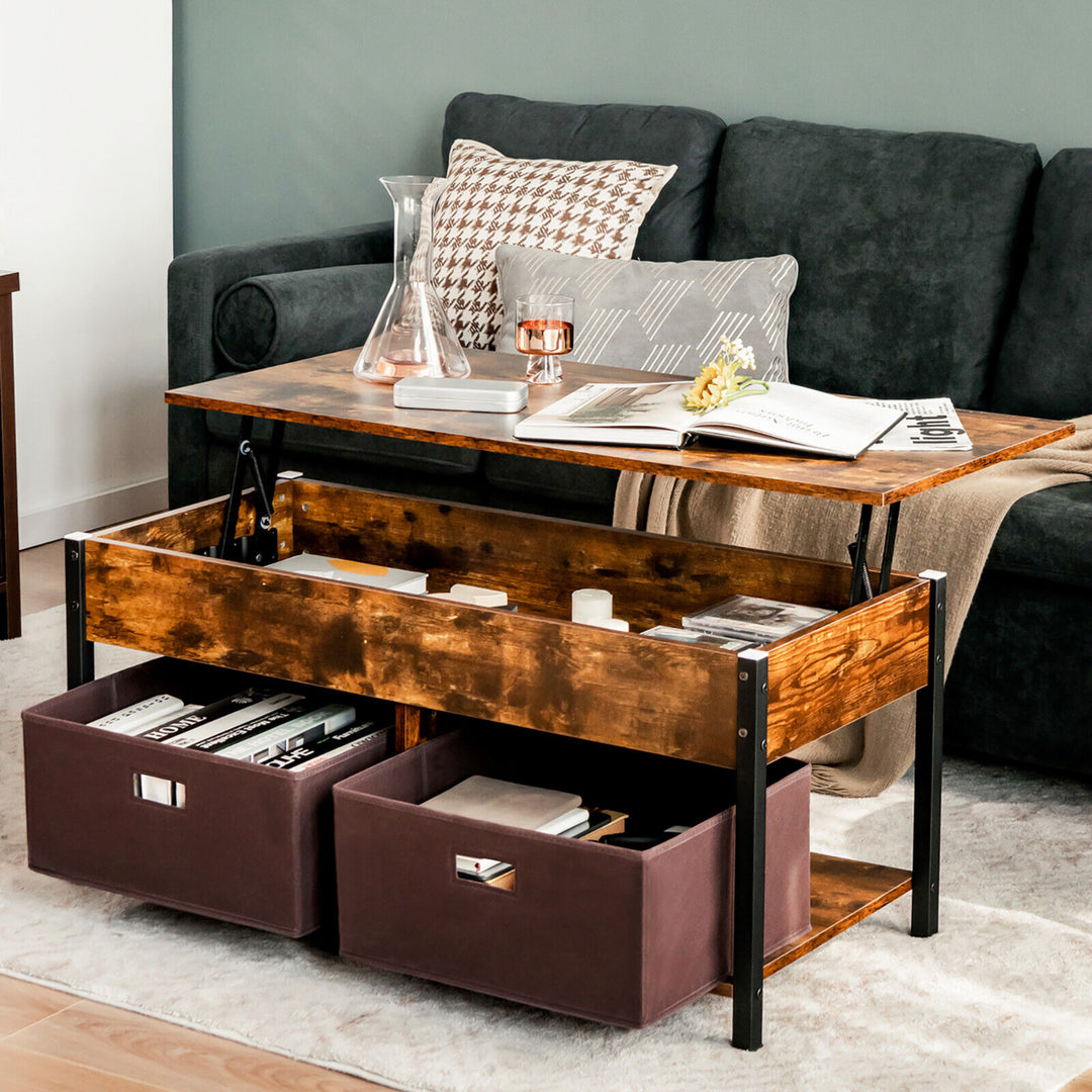 Lift Top Coffee Table Multifunctional Pop-up Central Table with Lifting Tabletop Image 6